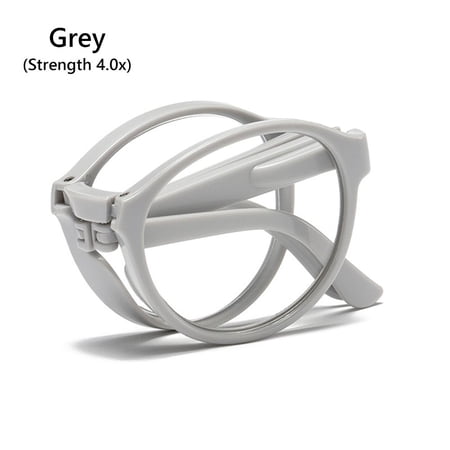 Unisex Eyewear Portable Lightweight with Glasses Case Presbyopic Glasses Reading Glasses Folding GREY STRENGTH 4.0X
