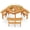 Natural, Black, variant on Gymax 6-Person Round Picnic Table Set w/ 3 Built-in Benches 2'' Umbrella Hole Brown