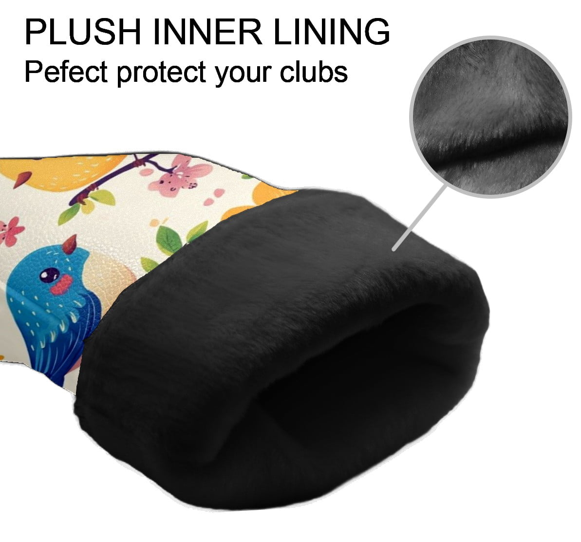 Golf Club Head Covers - Colorful Bird Design, PU Leather, Waterproof, Fits Fairway Woods/Hybrid, Unisex, Fits Most Brands