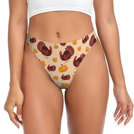 Lukts s Thanksgiving Turkey and Pumpkin for G-String Thongs for Women -Sexy Low-Rise Panties with A Stretchy T-back  Perfect for Any Outfit  Available in XS-4XL-Small