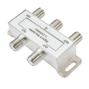 onn. 4 Way Digital Coax Cable Splitter with Gold Plated Connectors, Silver