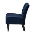 thumbnail image 3 of Baxton Studio Harmon Modern and Contemporary Transitional Navy Blue Velvet Fabric Upholstered and Walnut Brown Finished, 3 of 10