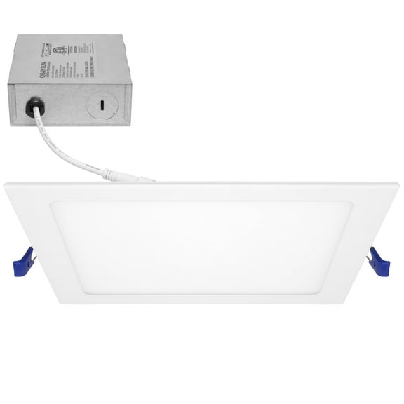 Maxxima 8 in. 5CCT Square Recessed LED Downlight, 1600 Lumens Color Selectable 2700K-5000K, Dimmable, Canless IC Rated, White Trim, J-Box Included
