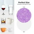 thumbnail image 6 of Pofeuu Lilac Glittering Print Coasters for Drinks, 4Pack PU Leather Coasters, Bar Drink Coasters for Tabletop Protection, Furniture from Damage-Round Shape, 6 of 6