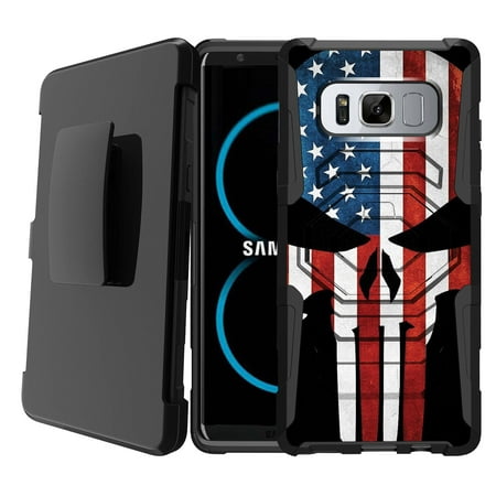 Samsung Galaxy Note 8 Rugged Cover, Belt-Clip Case for Galaxy Note 8 2017 [Armor Reloaded for Galaxy Note 8] Defense Shell Galaxy Note 8 Case Cover w/ Holster + Kickstand - American Flag