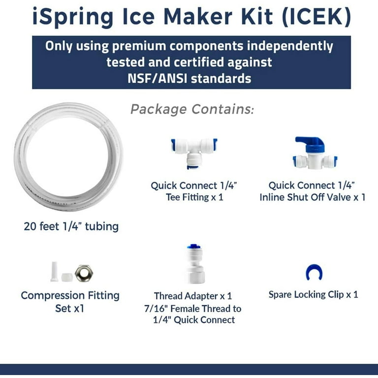 PureSec Imk01 Ice Maker Water Line Kit 3/8 inch&1/4 inch Fridge Water Line Connection DIY Kit for Connecting Reverse Osmosis Water Filtration System