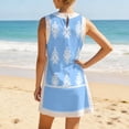 thumbnail image 6 of OIOLOYJM 2 Piece Sets for Women Casual Dress Boho Vintage Print Side Split Sleeveless Crew Neck Tank Tops Shorts Matching Set Comfy Lounge Travel Outfits with Pockets Light Blue S, 6 of 6