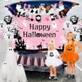 thumbnail image 2 of JOYMEMO Pink Black Halloween Trunk or Treat Car Decorations - Happy Halloween Backdrop with Banner, Bat Ghost Balloons, Paper Tassels for Archway Garage Door Haunted House Car Party Supplies, 2 of 6