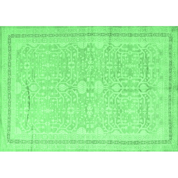 Ahgly Company Indoor Rectangle Persian Emerald Green Traditional Area Rugs, 2' x 4'