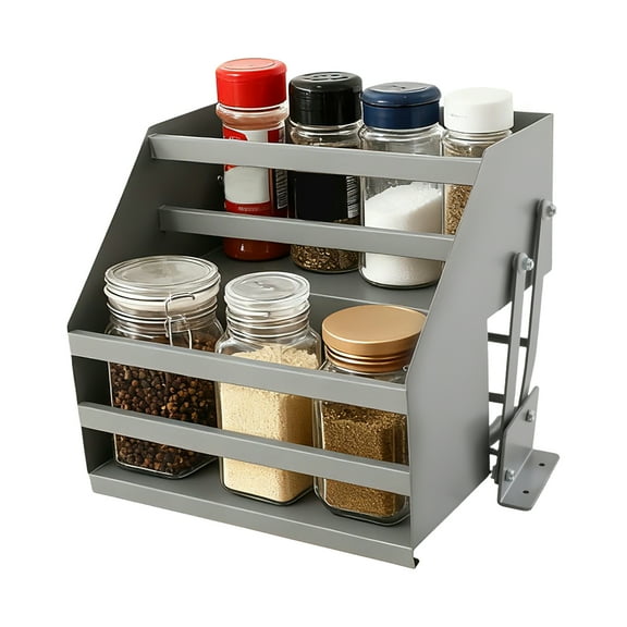 2-Tier Pull Down Shelf for Upper Cabinets Pull Down Kitchen Cabinet Organizer for Kitchen Appliance Lift Upper Cabinet