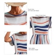 thumbnail image 4 of Robe d'Été, Simple Ronde Cou Type Lose Robe d'Été Décontractée Manches Courtes pour l'École Orange Blanc L, 4 of 5