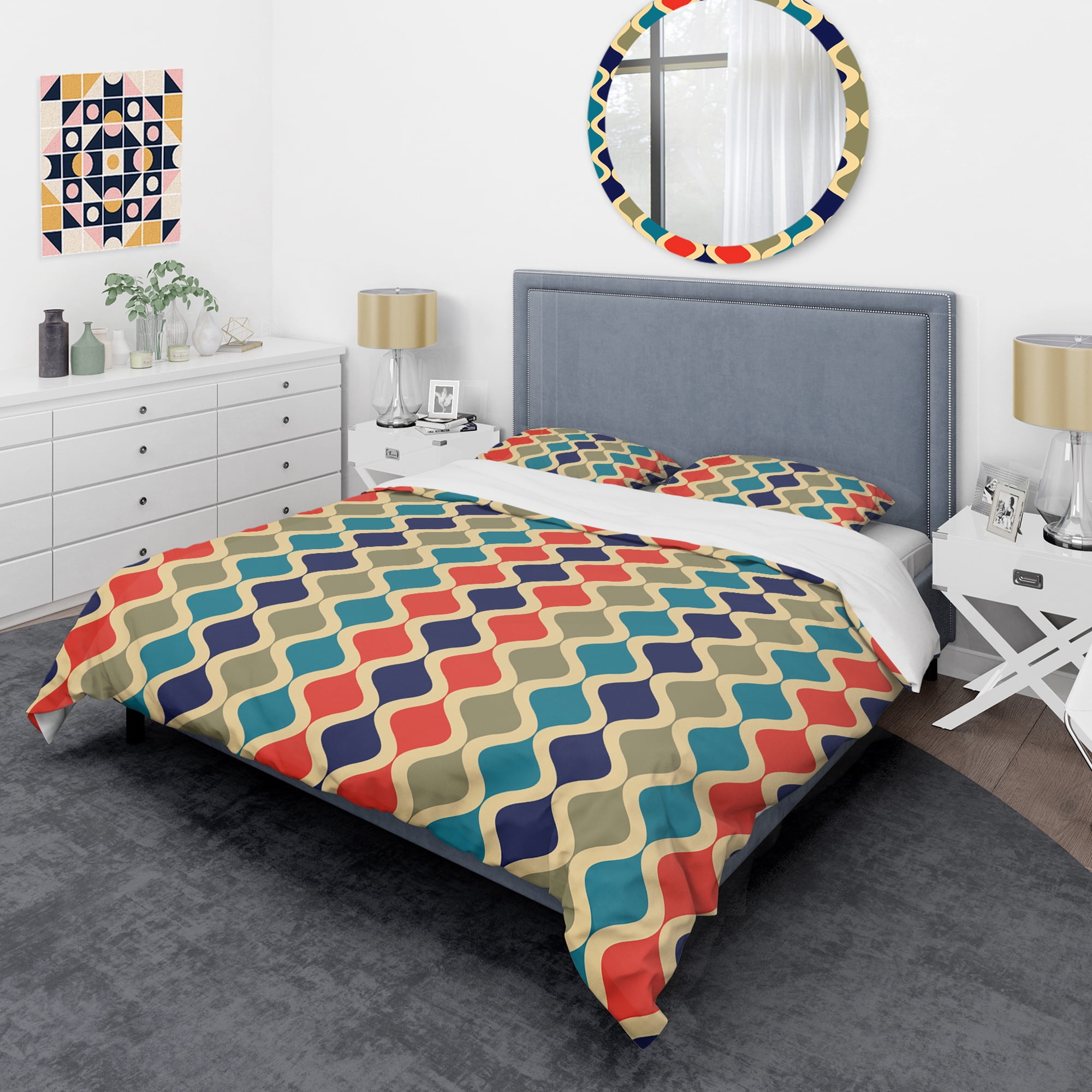 Designart 'Retro Ornamental Design VI' Mid-Century Modern Duvet Cover Set