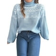 thumbnail image 3 of Women'S Sweaters Pullover Casual Long Sleeve Warm Sweaters Jumper Tops Fuzzy Knit Chunky Oversized Sweater Blue S, 3 of 9