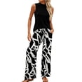 thumbnail image 3 of ZToonmas Women's 2 Piece Outfits Sleeveless Top and Loose Wide Leg Pants Set Casual High Waist Palazzo Pants Suit, 3 of 7