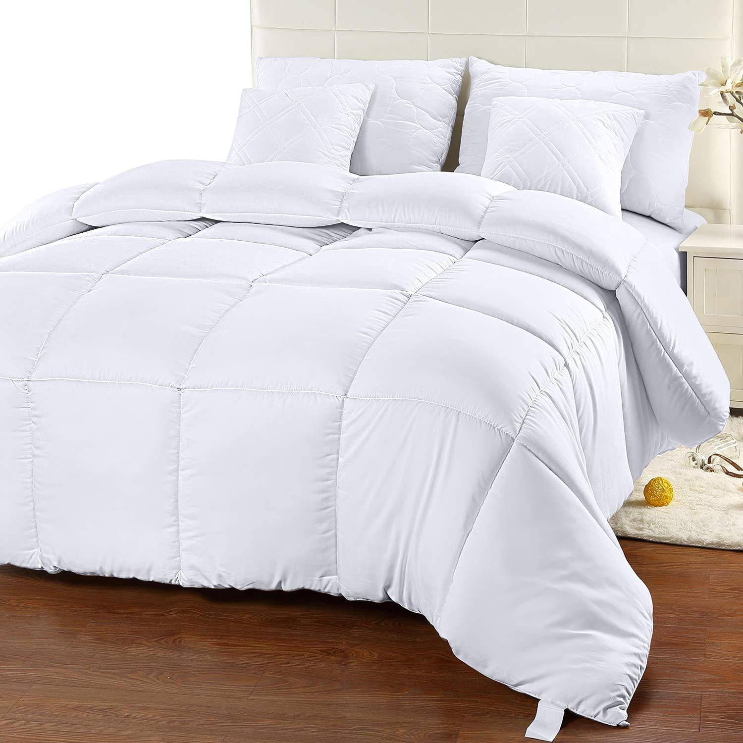 Quilted Comforter with Corner Tabs Box Stitched Down Alternative Duvet Insert