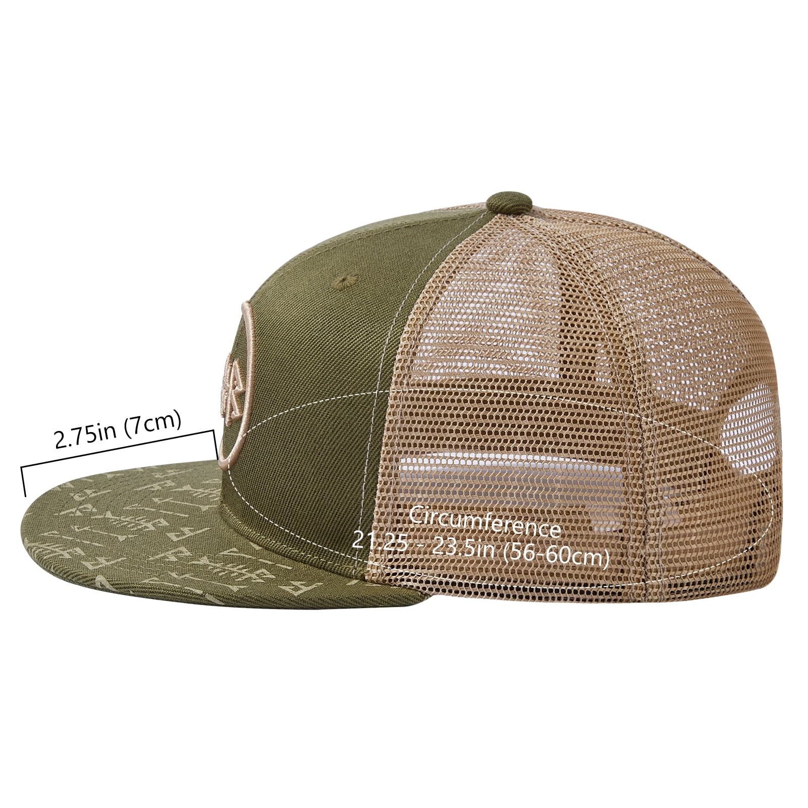BASSDASH Flat Brim Trucker Cap Adjustable Snapback Hat Mesh Back For Men Women