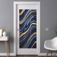 thumbnail image 3 of Non-Adhesive Static Cling Window Tint, Navy Blue Golden Marble Window Privacy Film Frosted, Modern Abstract Marble Flow Insulated Windows Frosted Films for Living room, 35.4 x 78.7 Inches, 3 of 9