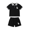 thumbnail image 2 of JUjie Back to School Toddler Boy 2 Pack Outfit Embroidery T Shirt and Shorts Set First Day of Preschool Kindergarten Clothes Z01 Black 3-4Y, 2 of 5