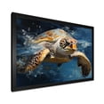 thumbnail image 2 of Designart "Oceanic Tranquility with Tidal Turtle I" Animals Framed Wall Art Decor - Modern Farmhouse Blue Turtle Living Room Framed Canvas Art, 2 of 6