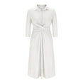 thumbnail image 7 of hotojiny Casual Dresses for Women Formal Collar Button up Flowy Dress 3/4 Sleeve A-Line Work Dress with Pockets, 7 of 7