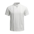 thumbnail image 2 of hoksml Men's Short Sleeve Collared T-Shirt, Vertical Seam Relaxed Fit Soft Top with Stand Mandarin Collar for Business Golf Daily Outdoor Casual Wear, 2 of 6