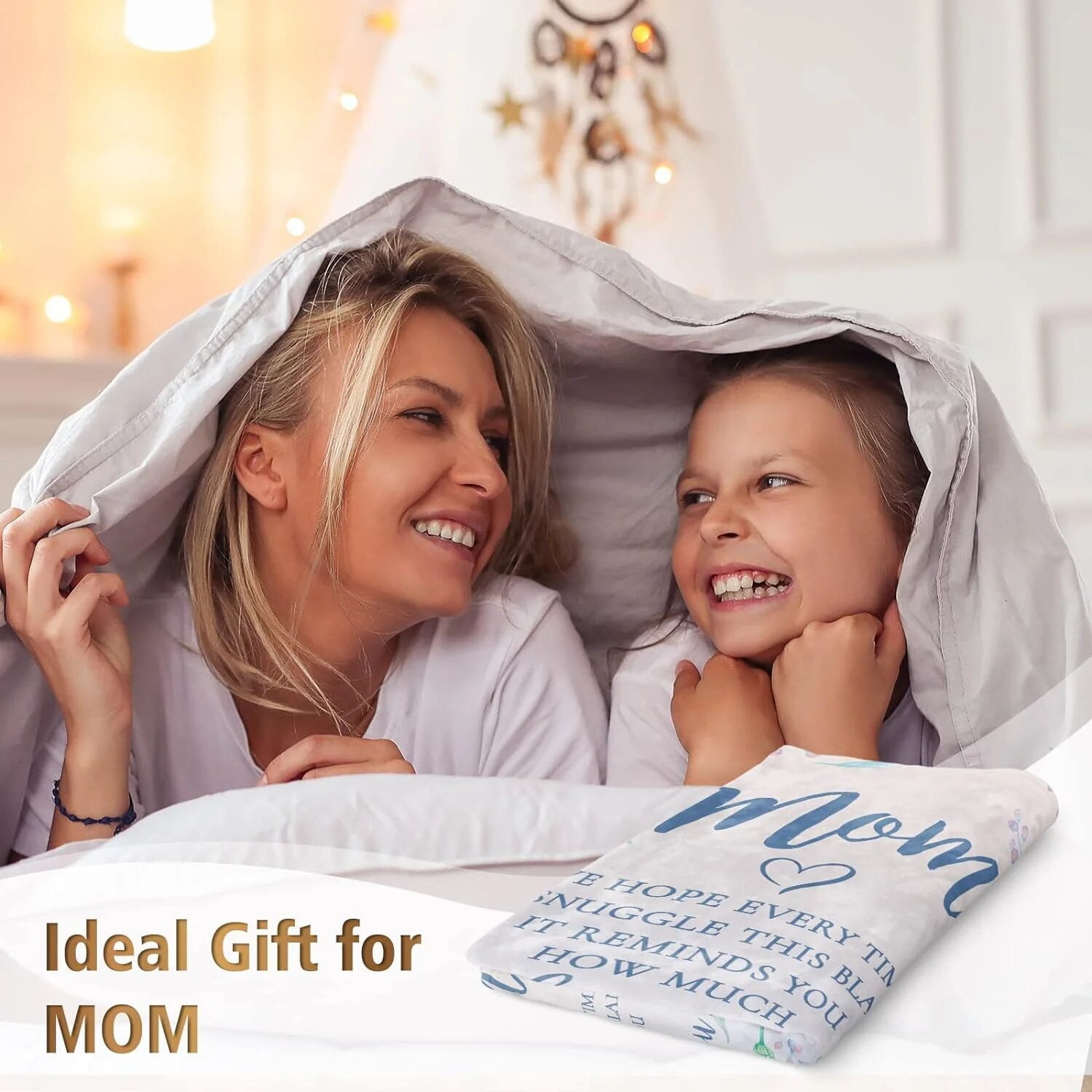 NICKSUN Blanket Gifts for Mom, Mom Birthday Gifts, Mother's Day Gifts from Daughter Son, We Love You Mom Throw Blankets Present 50" x 60"