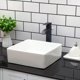 thumbnail image 1 of Kichae Fregadero cuadrado de 15 x 15 para baño, porcelana, cerámica, blanco, lavabo sobre encimera, moderno fregadero para gabinete, lavabo, hotel, lavabo artístico, lavabo para el hogar, 1 of 7