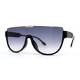 thumbnail image 2 of SA106 Futuristic Half Rim Flat Top 80s Sunglasses Black Gold Smoke, 2 of 4