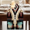 thumbnail image 3 of Boho Brown Teal Red Table Runner 70 Inches Long,Southwestern Geometric Art Vintage Cotton Linen Table Runners Dresser Scarves,Fabric Tabletop Scarf Furniture Cover for Home Dinner Party 13"x70", 3 of 9