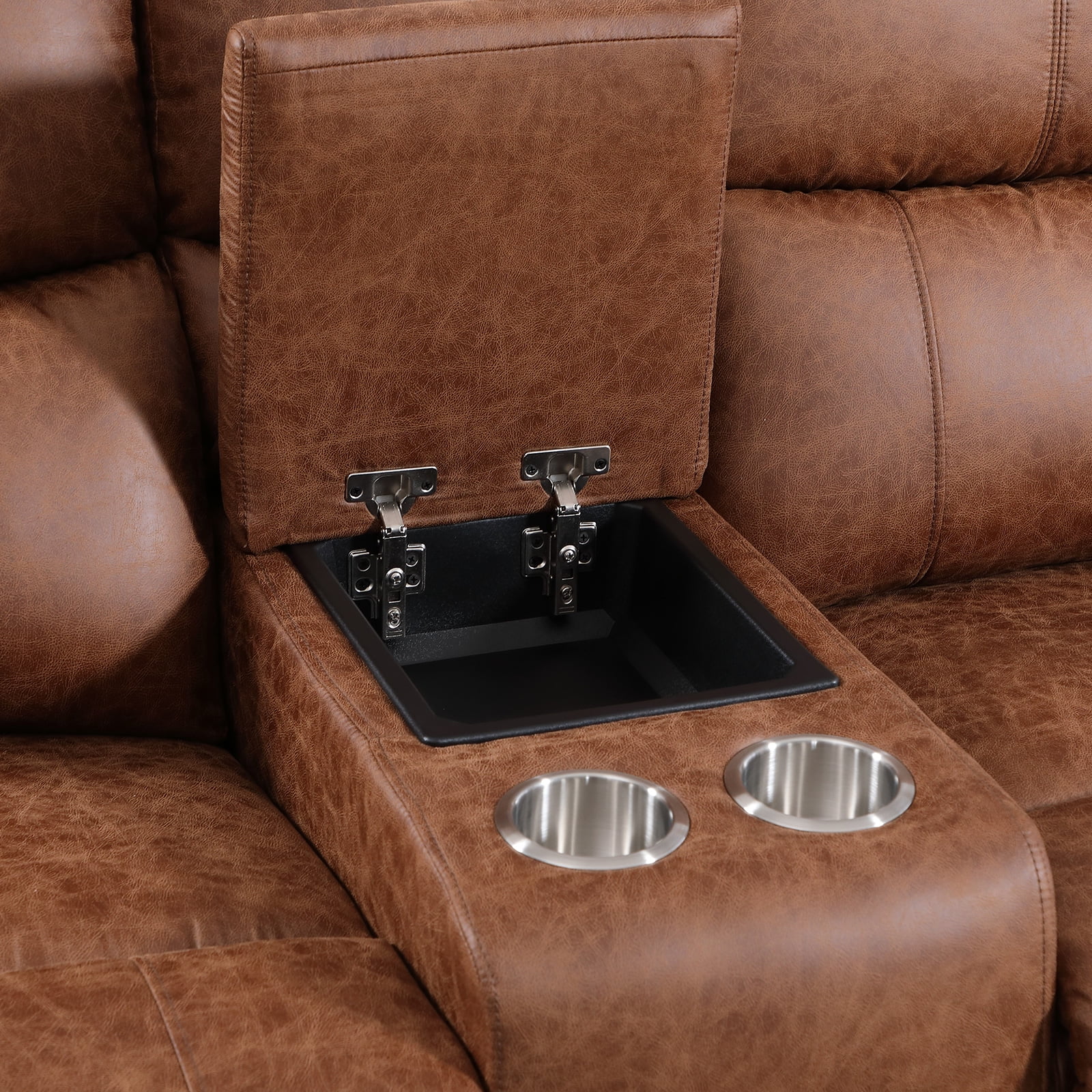Bonzy Home Manual Reclining Chair Double Recliner Loveseat Sofa with Console Hidden Storage and Cup Holders,Sofa Set for Living Room