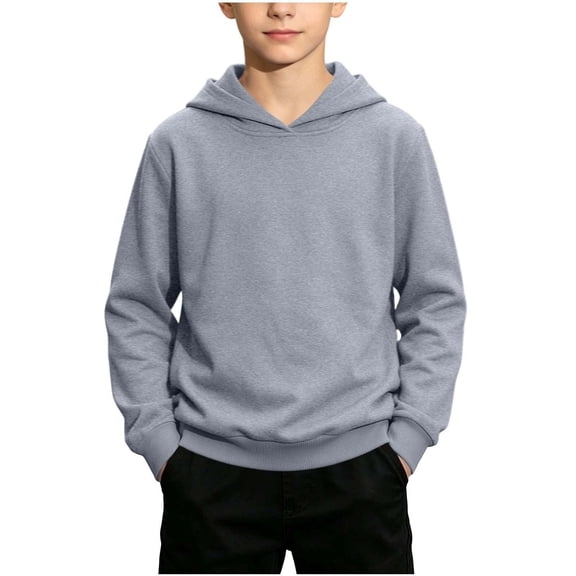 Tdoqot Boys Pullover Hoodie- Long Sleeve Loose Fall Casual Kids Hooded Sweatshirt Gray Size 4-14 Years