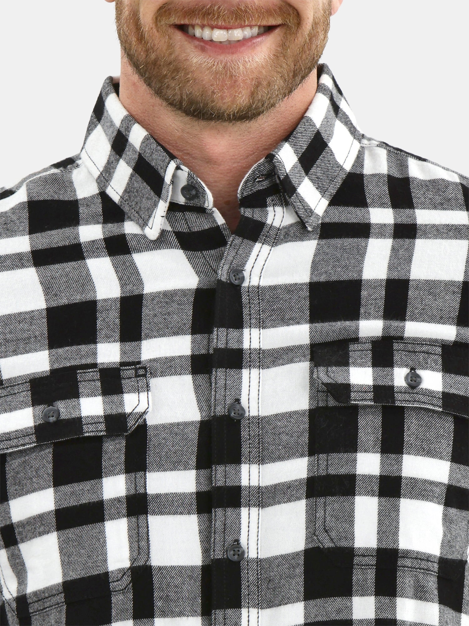 George Men's & Big Men's Relaxed Fit Double Pocket Flannel Shirt, Sizes XS-3XLT