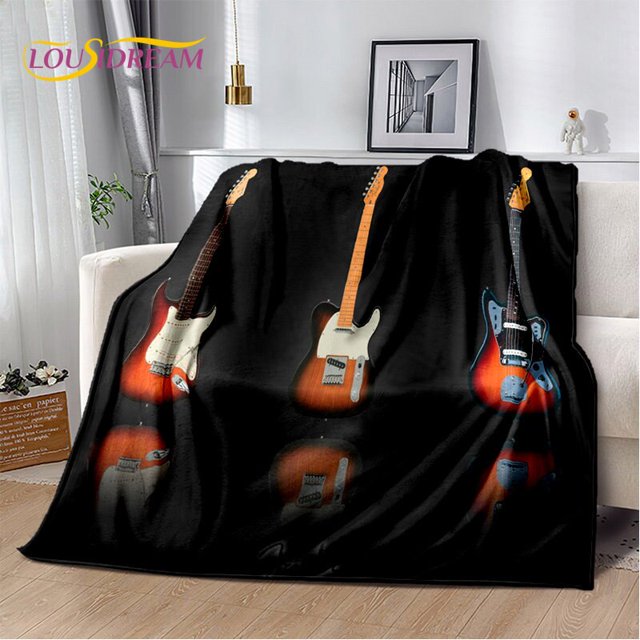 Manta de felpa suave para guitarra eléctrica clásica, manta de franela para sala de estar, dormitorio, cama, sofá, cubierta de Picnic