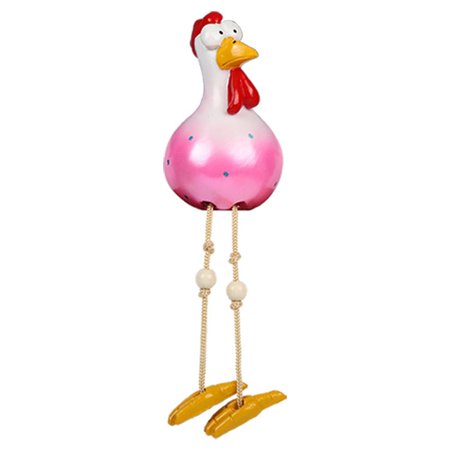 Cute 1 pcs Art Crafts Outdoor Big Eye Hanging Leg Chicken Statue Garden Decor Hanging Feet Chicken Lawn Ornament PINK BRIGHT
