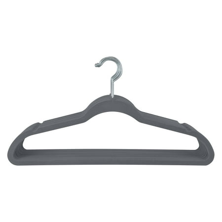 Simplify 10 Pack Super Slim Velvet Huggable Clothes and Shirt Hangers, Grey