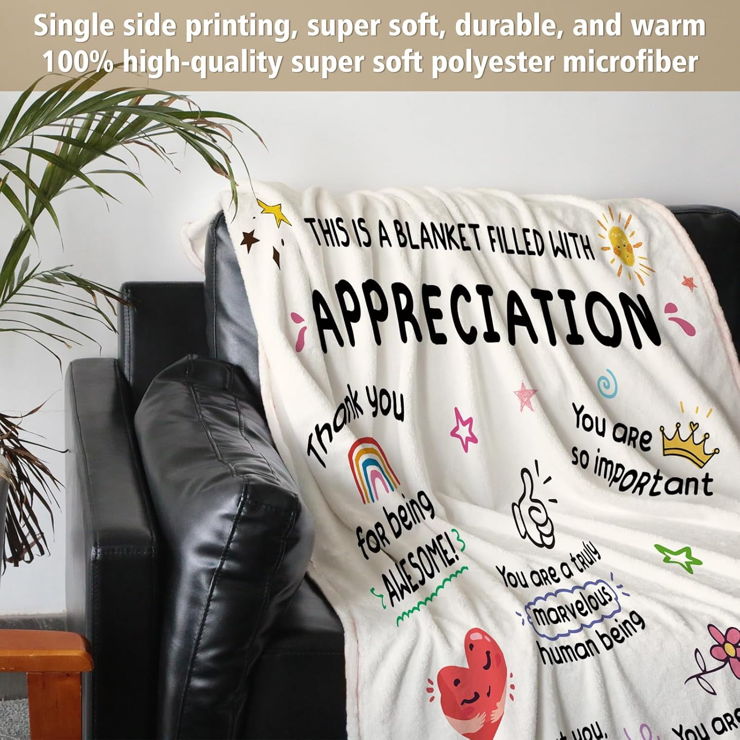 Thank You Gifts for Women Men, Appreciation Gifts- Soft Heartwarming Blanket with Appreciation Words- Teacher Employee Nurse Appreciate Gifts, Thank You Present for Coworker Friend