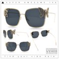 thumbnail image 2 of Luxury Womens Heavy Rhinestone Bling Rectangle Butterfly Metal Sunglasses Gold - Black, 2 of 8