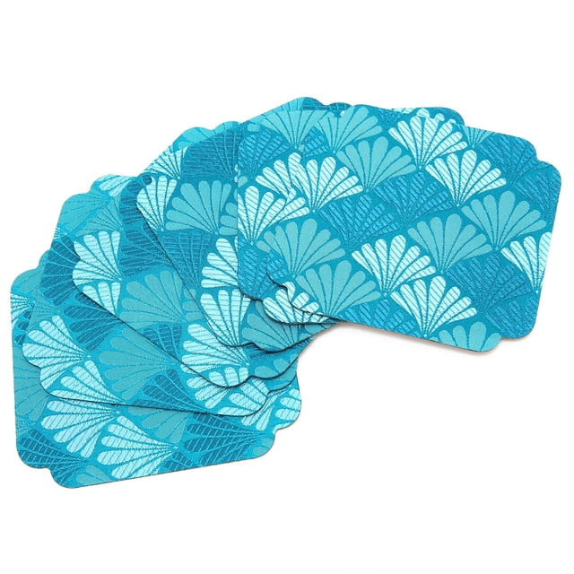 6PCS Japanese Style Embroidered Coaster Heat Insulated Cup Pad Mat Placemat Kitchen UtensilWater Blue Flabellum