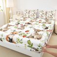 thumbnail image 3 of Homewish Animal Rabbit Fox Deer 4-Piece Full Size Sheets For Kids Boys Girls,Jungle Wildlife Bed Sheets,Botanical Plants Lightweight Sheet Sets,Lightweight Room Decor, 3 of 7