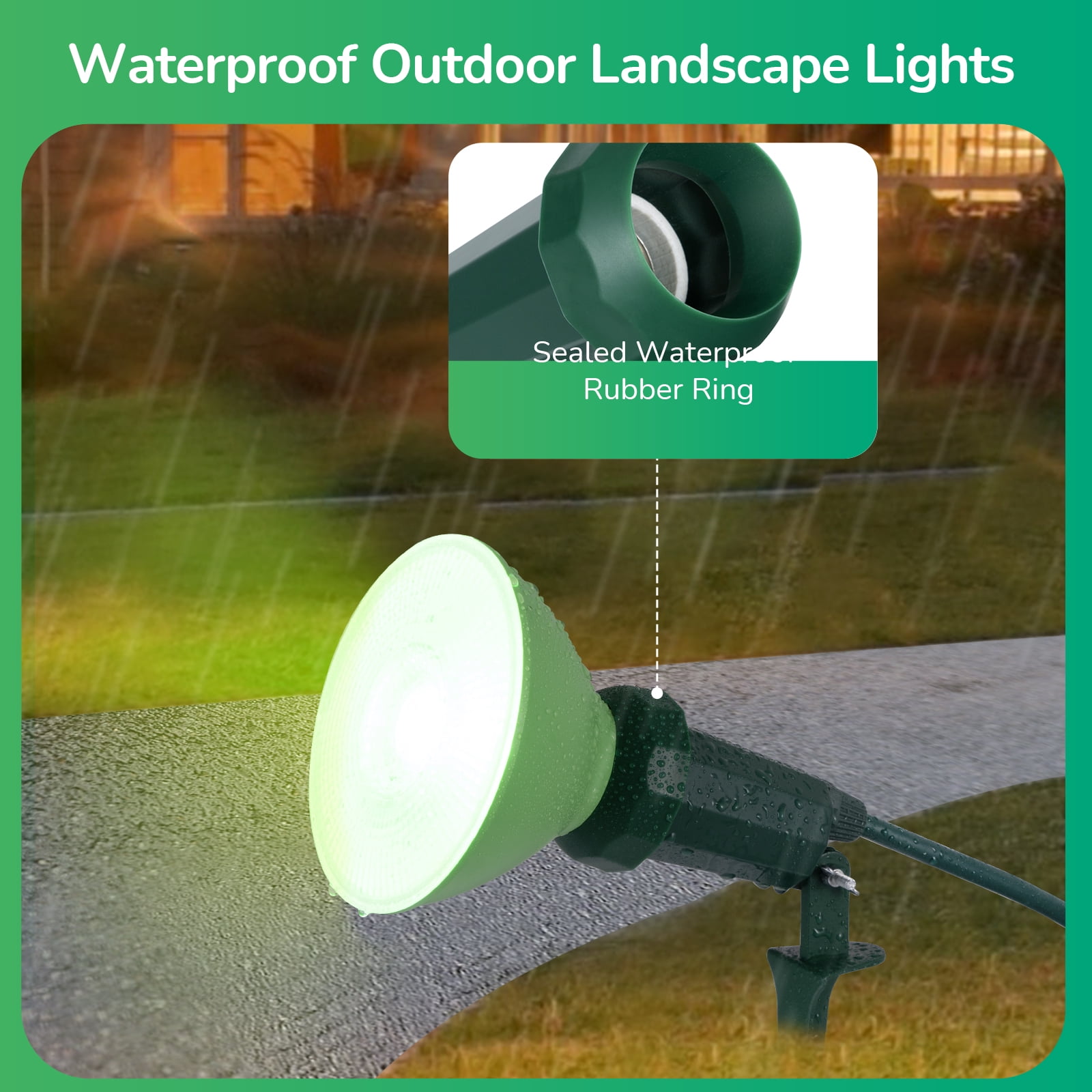 EDISHINE 2 Pack  Outdoor Spotlights for Garden Decoration Landscape light Plug in with 6FT Power Cord, 120V Weatherproof, E26 Base PAR38 Bulb Socket