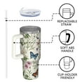thumbnail image 4 of OBREWU Pioneer Flower and Butterfly Tumbler with Handle and Lid,Pioneer Flower and Butterfly 40oz Double Wall Vacuum Insulated Tumbler,Cups Gift for Women and Men, 4 of 7