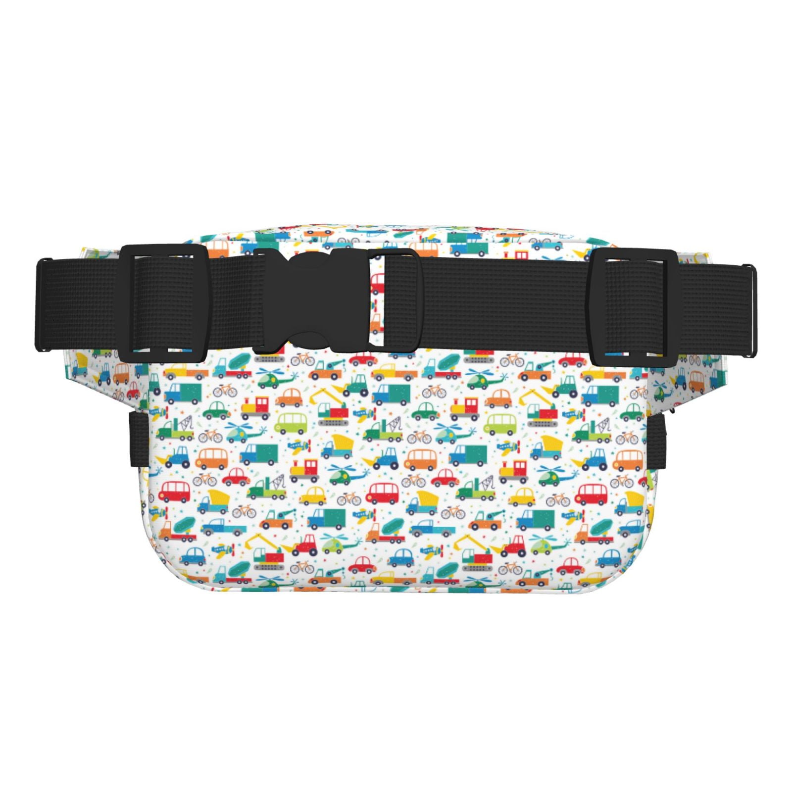 Picia Cute Transport Print Square Double-Layer Waist Bag Mini Adjustable Waist Belt Bag Exercise Running Travel Hiking