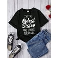 thumbnail image 1 of Teen Girls' Casual Slogan Pattern Short Sleeve T-Shirt Suitable For Summer, 1 of 5