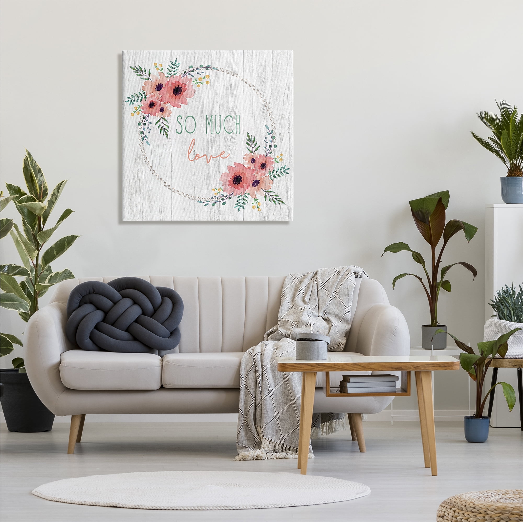 Stupell Industries So Much Love Sentiment Soft Blushing Florals Poppy, 30 x 30, Designed by Elizabeth Tyndall
