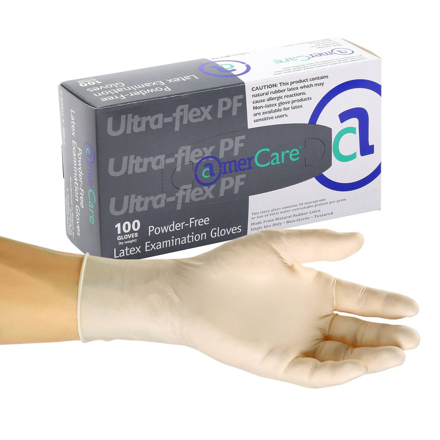 AmerCare Royal AC3002 EXAM LATEX GLOVES ULTRA FLEX PF M 100 BOX
