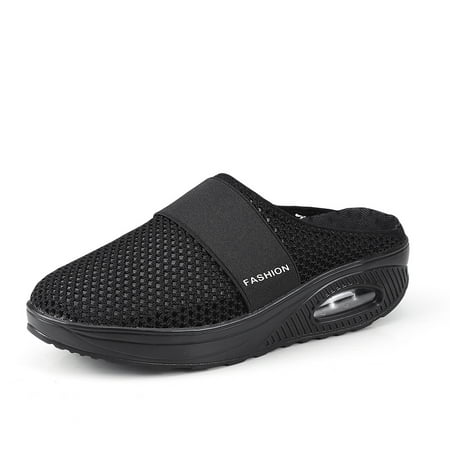 

Women‘s Flying Woven Mesh Sandals Casual Air Cushion Sole Mules Breathable & Lightweight Mule Sneakers