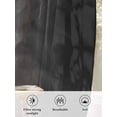 thumbnail image 6 of Sheer Curtains 45 Inch Length 2 Panels Set for Kitchen, Black Grey Ombre Semi Sheer Curtains for Windows, Coastal Beach Modern Abstract Art Voile Window Treatments Rod Pocket Curtain, 6 of 7