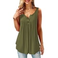 thumbnail image 1 of JustVH Blouse Décontractée Unie Henley Col en V pour Femmes Tunique Plissée à Boutons, 1 of 4