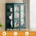 thumbnail image 2 of HLR 72 Freestanding Kitchen Pantry Storage Sideboard with Adjustable Shelves, Glass Display Cabinet, Dark Teal, 2 of 7