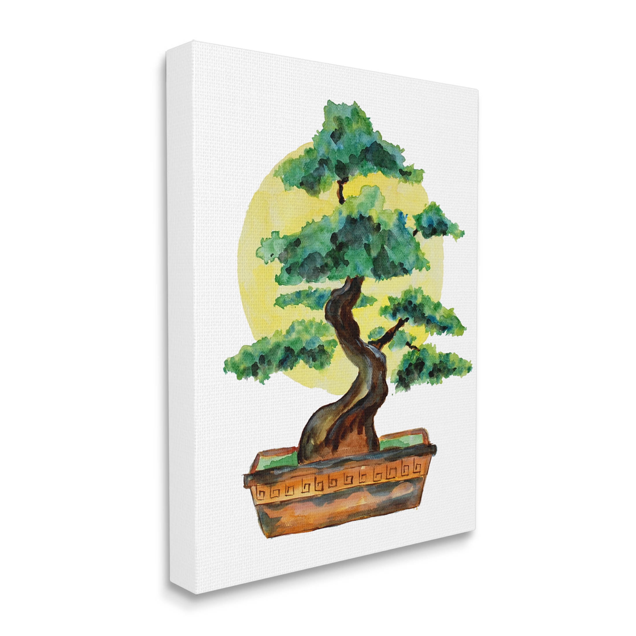 Bonsai Tree Sun Shape Botanical & Floral Graphic Art Gallery Wrapped Canvas Print Wall Art